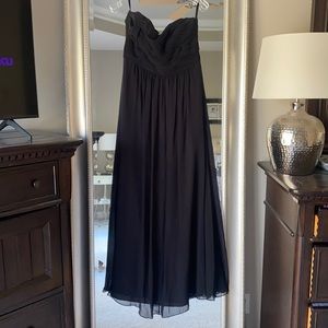 Ann Taylor Silk Georgette Shirred Strapless Gown
